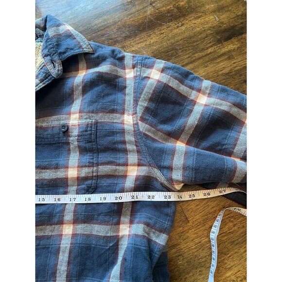 Wrangler Blue Plaid Sherpa Lined Button Down Shacket Men's Size Large - Picture 11 of 12